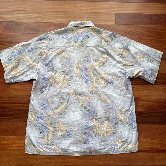 Tori Richard Button Down Hawaiian Shirt Mens Large Palm Leaf Print Gray - Picture 8 of 9